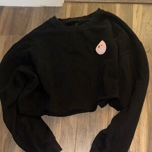 Black Cropped Sweatshirt with Logo